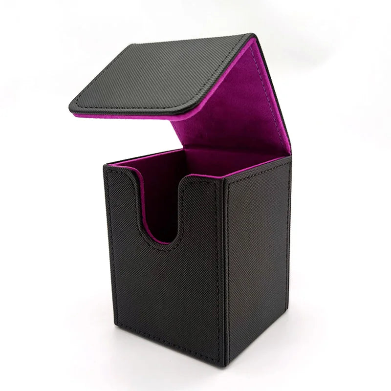 Upgraded PU Leather Trading Card Deck Box - Side-Loading Storage Case for Card Protection, Portable & Versatile