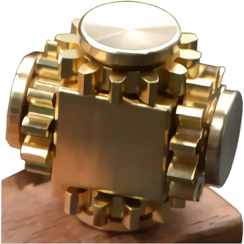 EDC Pure Brass Fidget Spinner Toy | Real Gear Gyro Metal Stress Hand Spinner Toy | Adult Anxiety Stress Relief Skill Toy