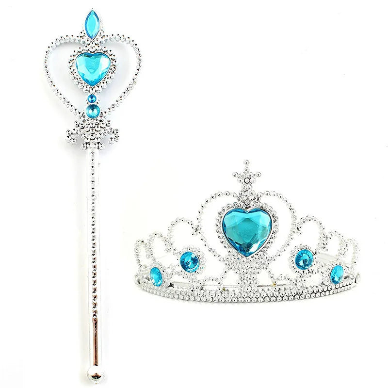 6pcs Rhinestone Tiara Crown and Magic Wand With Glitter Crystal Head Hoop Jewelry Hair Accessories For Girls Teens Birthday Gift