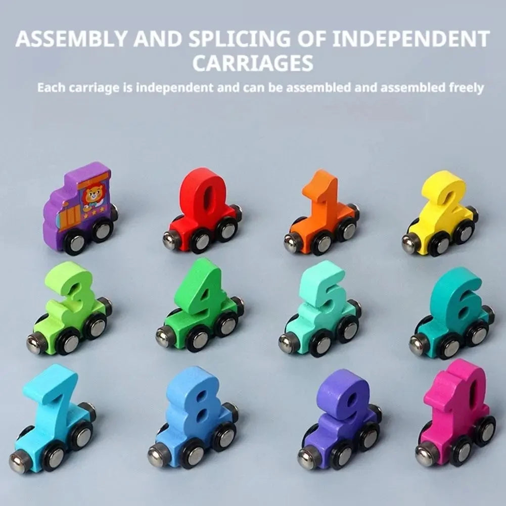 Wooden Magnetic Number Train Set | Educational Building Blocks | Logical Brain Development Toy