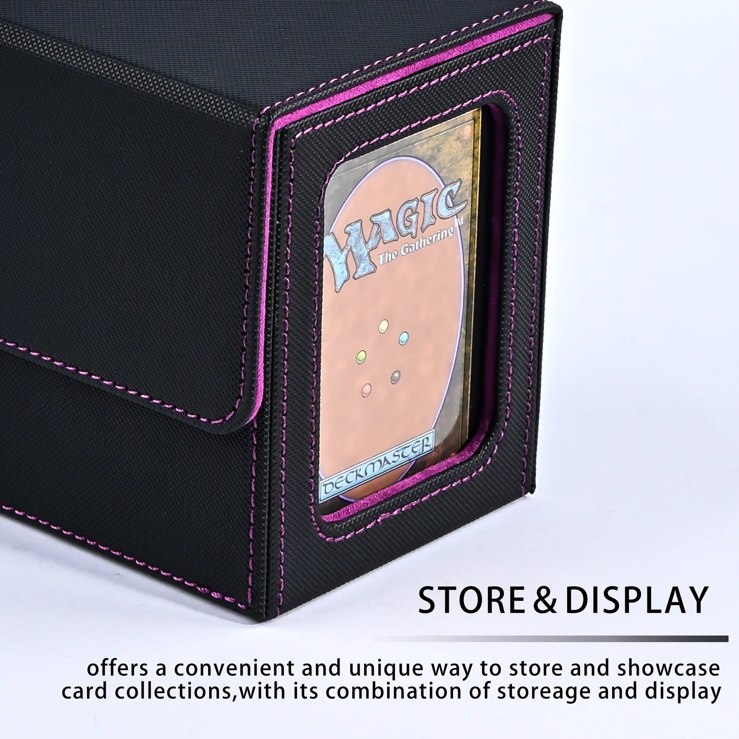 Card Deck Box with Display Window, Hold 120 + Single Sleeved Cards, Magnetic Closure, Suitable for CCG Cards, Magic Game Cards