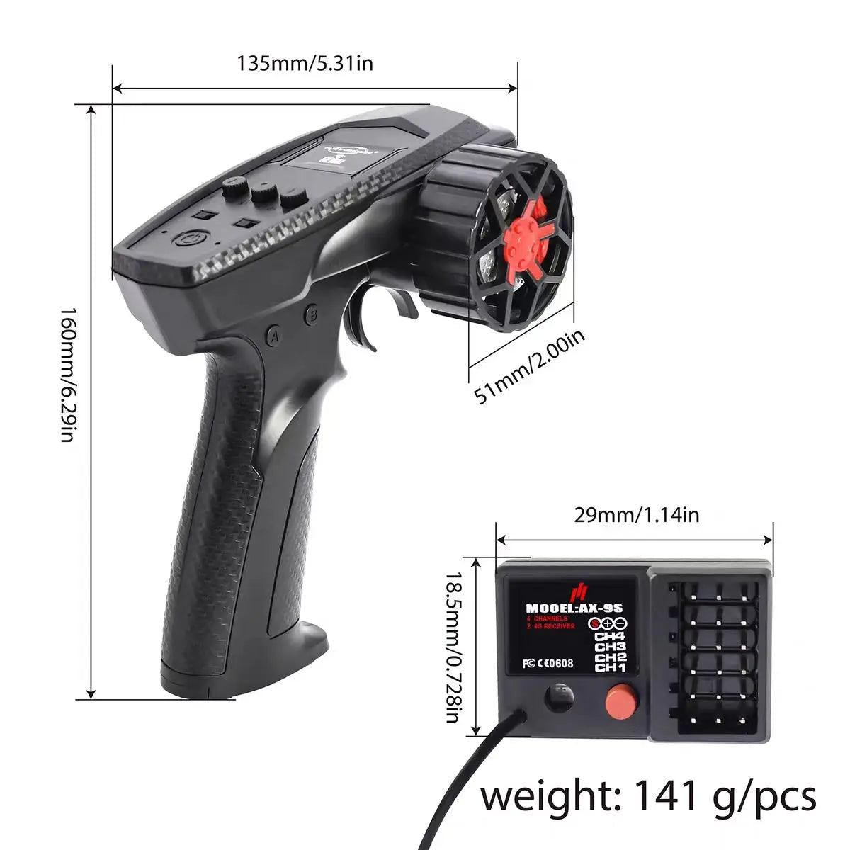 RC Radio System 3CH RC Transmitter 2.4G Remote Controller for 1/10 1/12 1/14 1/16 1/18 1/24 RC Car Crawler Boat