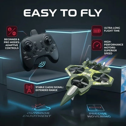 2.4G RC Fighter Plane Remote Control Airplane Toy for Kids, Mini Jet Aircraft Drone with LED Light, Outdoor Flying Hobby Gift