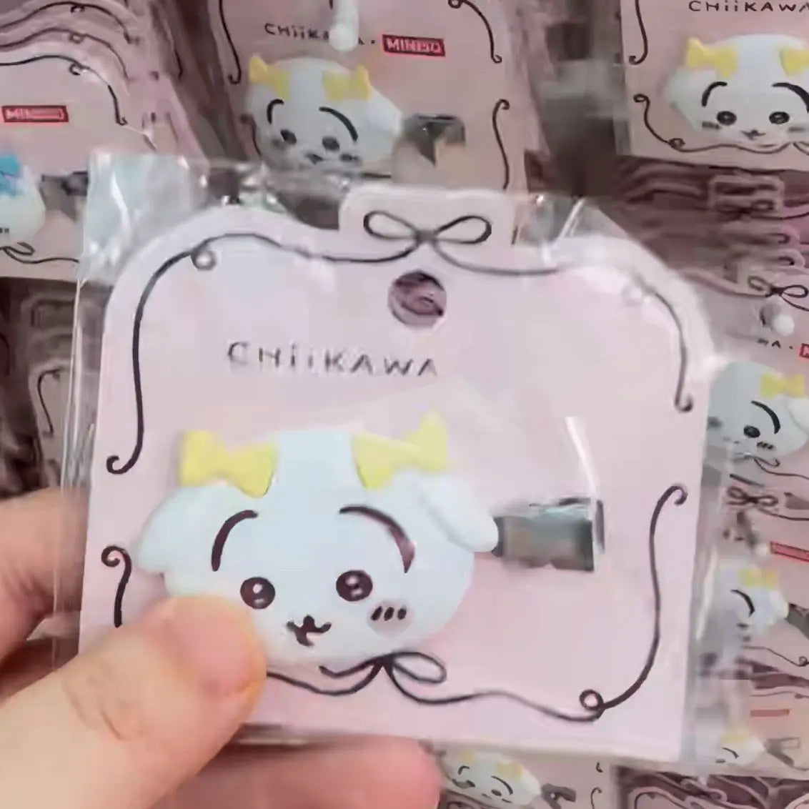 Chiikawa Resin Bow Hair Clip, Cute Cartoon Side Bang Duckbill Barrettes, Lovely Hair Accessories for Girls Daily Wear