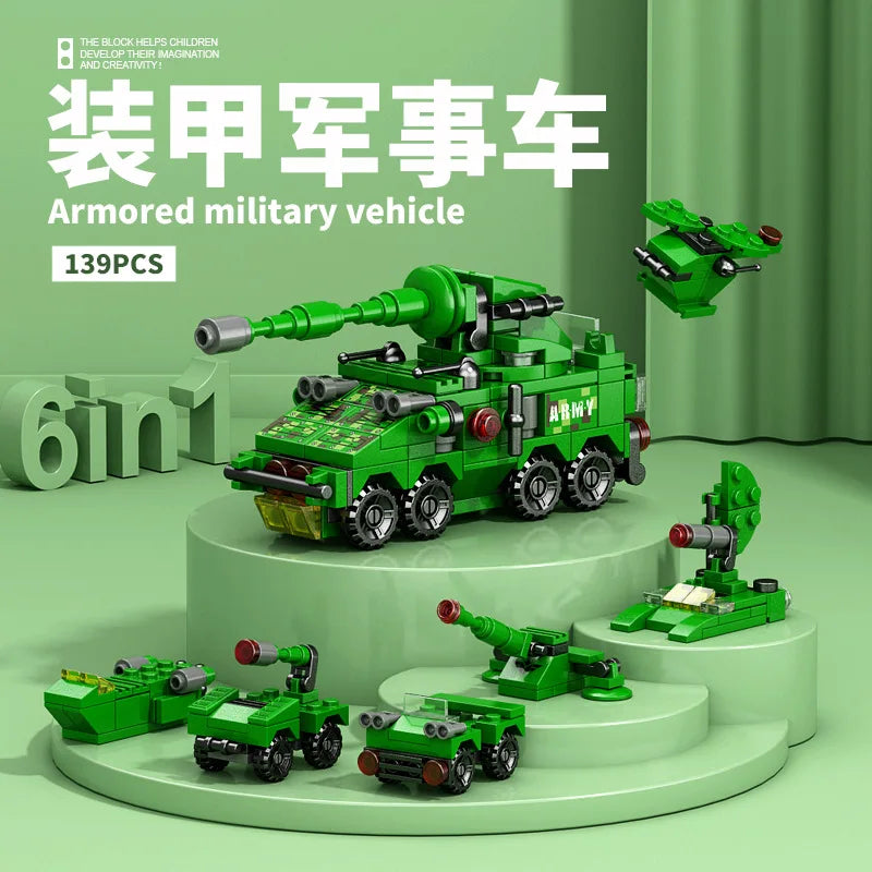 MOC Tank Anti Aircraft Guns Anti-Aircraft Missile Fighter Jets War Military City Vehicle Car Building Blocks Model Bricks Sets