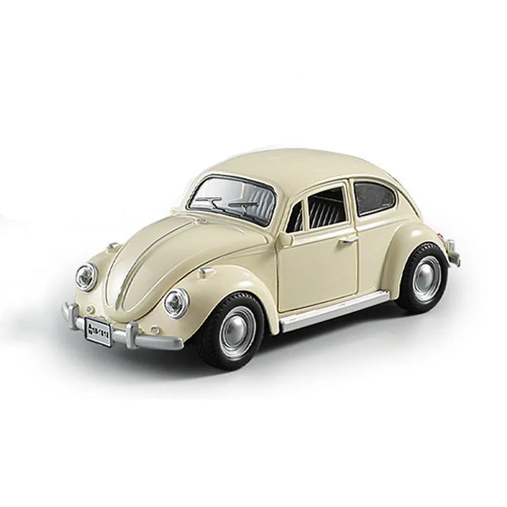 1:18 Scale Beetle 1955 Model Toy Cars Alloy Diecasting Doors Opened Sound Light Pull Back Miniature Vehicles for Children Gifts