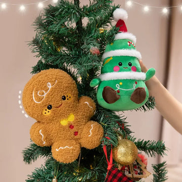 Cute Christmas Plush Toys – Santa, Elk, Snowman & Gingerbread Doll