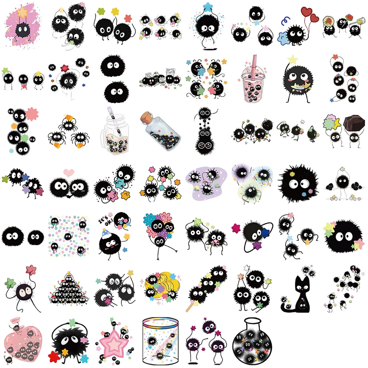 54PCS Cute Kawaii Sprites Stickers Laptop Graffiti Skateboard Waterproof Scrapbooking Phone Cup Luggage Sticker Decals