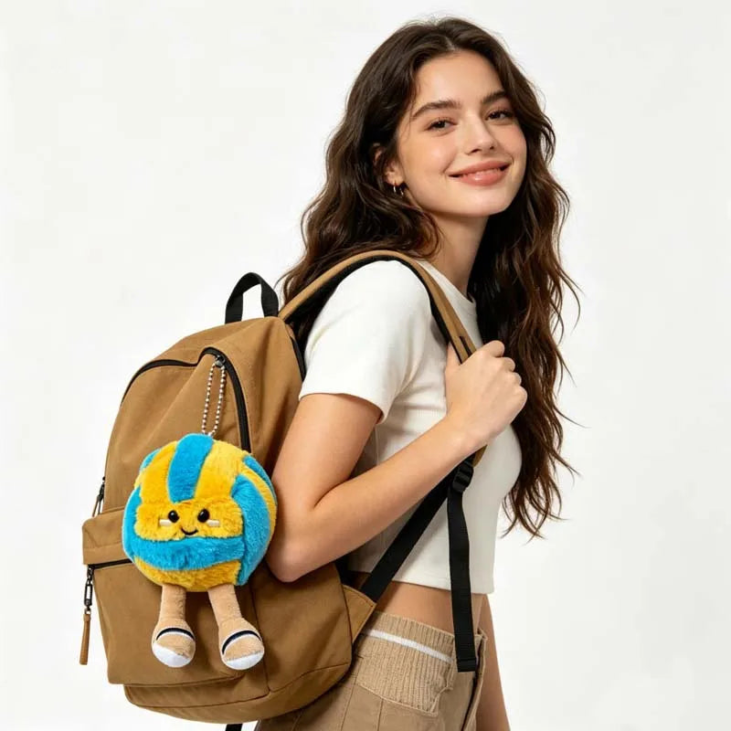 Soft Plush Cartoon Volleyball Toy, Fun Sports-Themed Keychain And Bag Decor for Fun Accessories