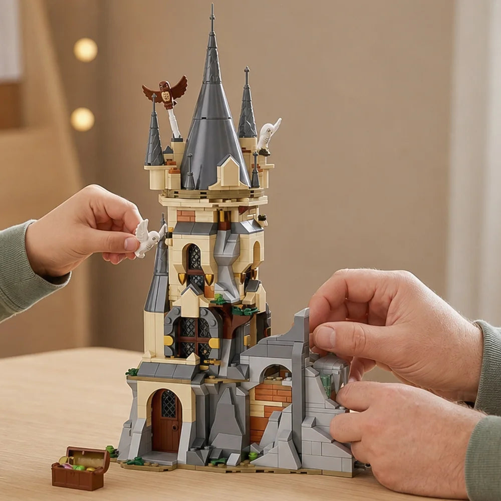 Magic Academy Owl Tower Building Blocks Set 635PCS, Premium Small ABS Bricks, Medieval Castle Model with Multi-layer Interior Scene & Owl Ornaments, DIY Assembly Toy, Desktop Decoration, Wonderful Holiday & Birthday Gift for