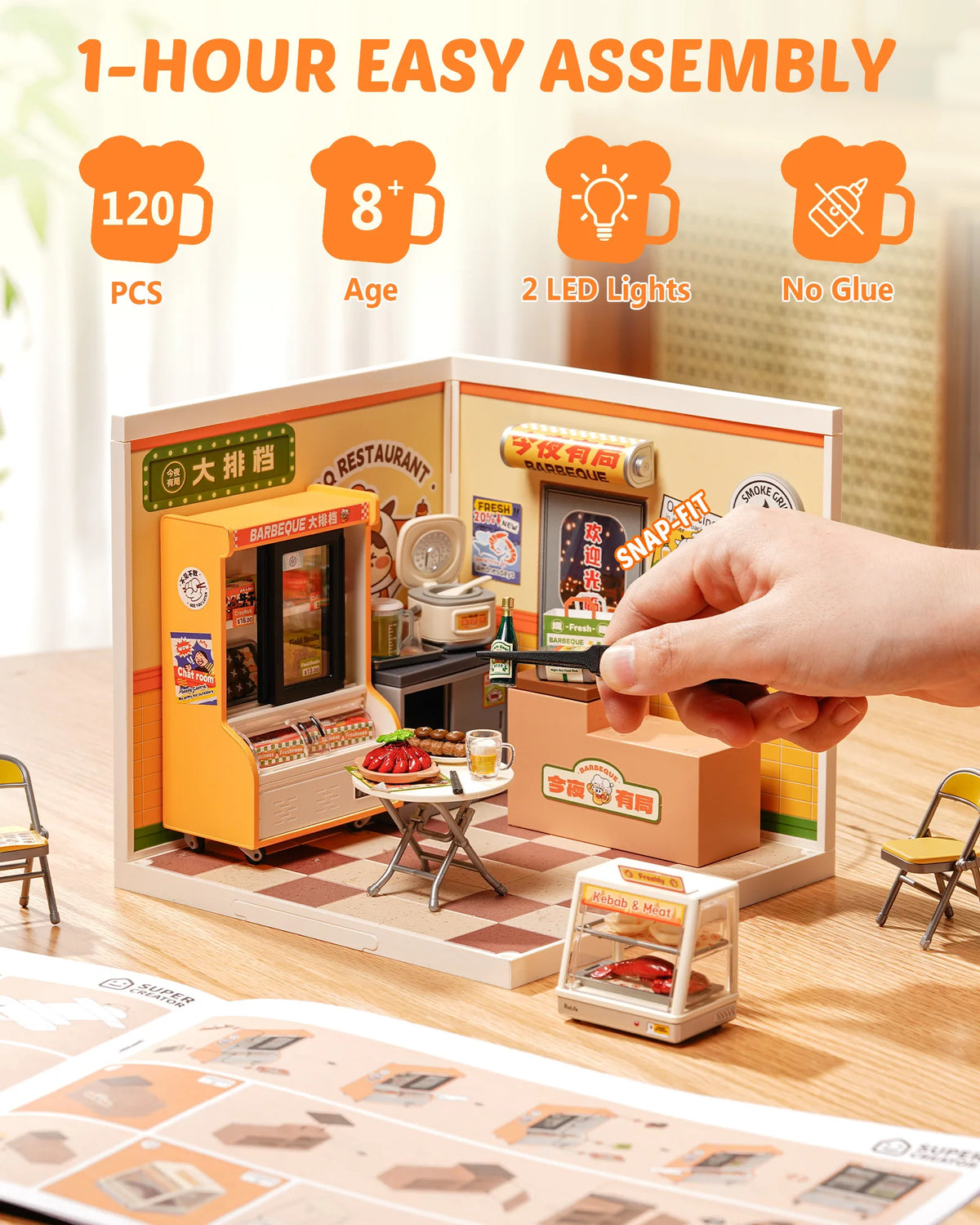 Rolife DIY Miniature House Super Creator Series Dollhouse 3D Puzzle Panda Hot Pot/Hong Kong Bites Cafe/Night Out Food Stall