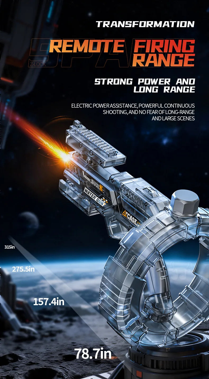 Gatling Rotating Electric Water Gun with Light-Up High Speed Continuous Shooting Powerful Water Blaster Summer Outdoor Toy