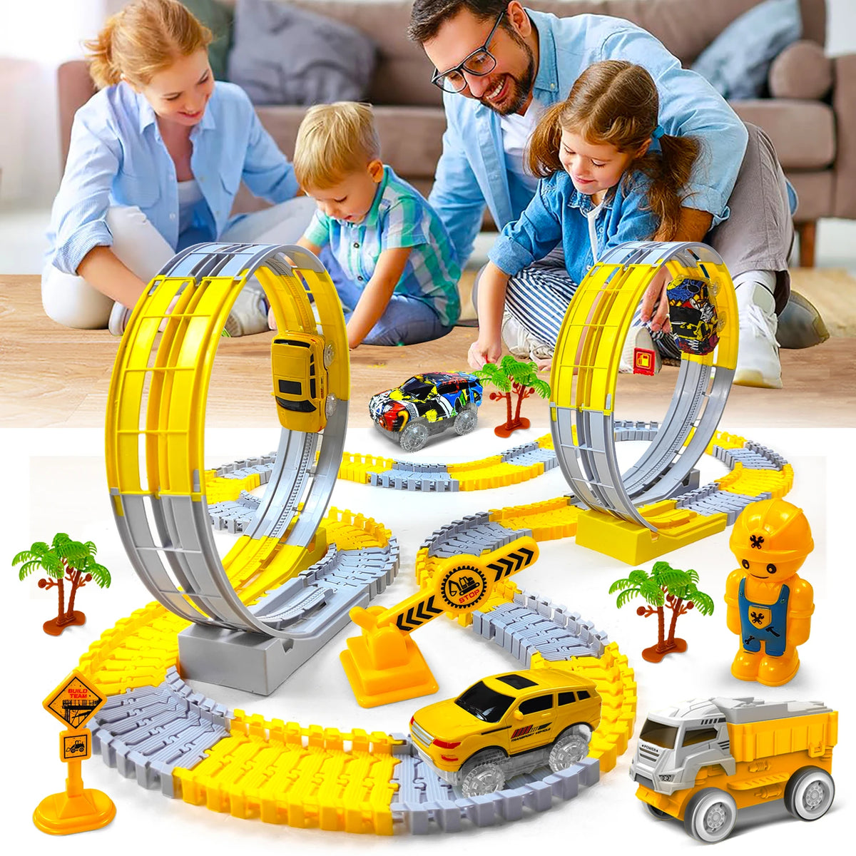Children Electric Magical Flexible Track Toy Car Engineering Car Kids Educational Toys Train Toys for Children Birthday Gift