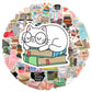 50PCS Diary Book Reading Stickers Aesthetic DIY Scrapbook Notebook Phone Laptop Guitar Luggage Stationery Graffiti Sticker Toy