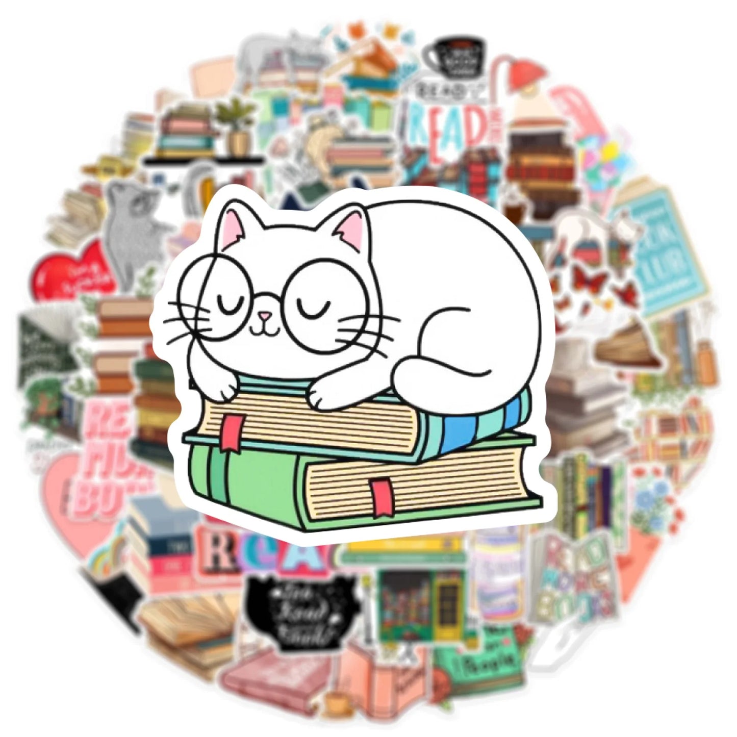 50PCS Diary Book Reading Stickers Aesthetic DIY Scrapbook Notebook Phone Laptop Guitar Luggage Stationery Graffiti Sticker Toy