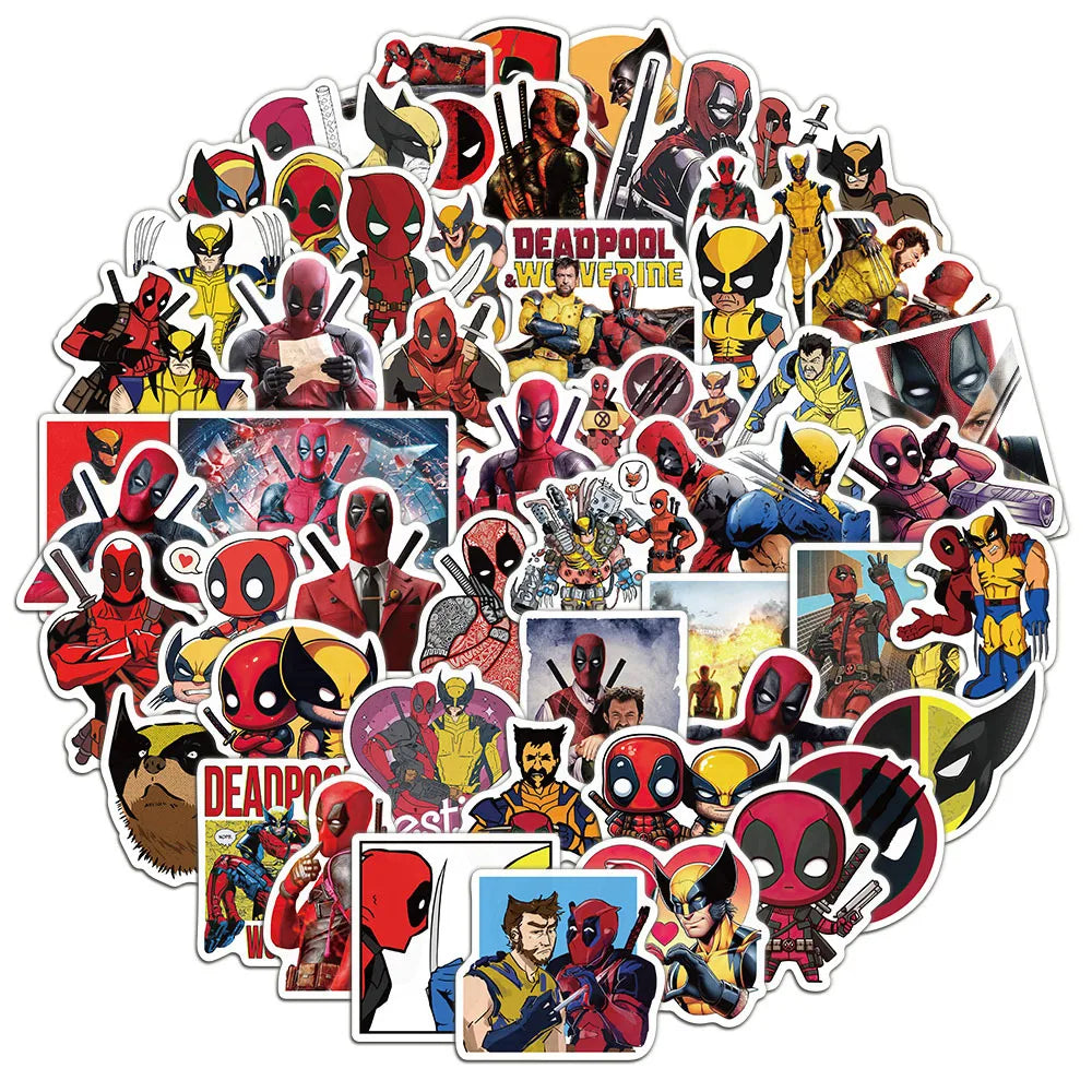 50PCS The Avengers Deadpool Stickers Anime Decals DIY Notebook Phone Laptop Skateboard Bike Decoration Waterproof Men Women Toy