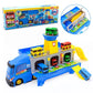 Tayos Cartoon The Little Bus Container Truck Storage Box Parking Lot With 3 Pull Back Mini Car Toys For Children Birthday Gifts