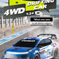 1:24 Scale 4WD Drift RC Car 2.4G Remote Pearl Finish Large Tail Fin Replaceable Racing Drift Wheel Front Rear LED Light Toy Car