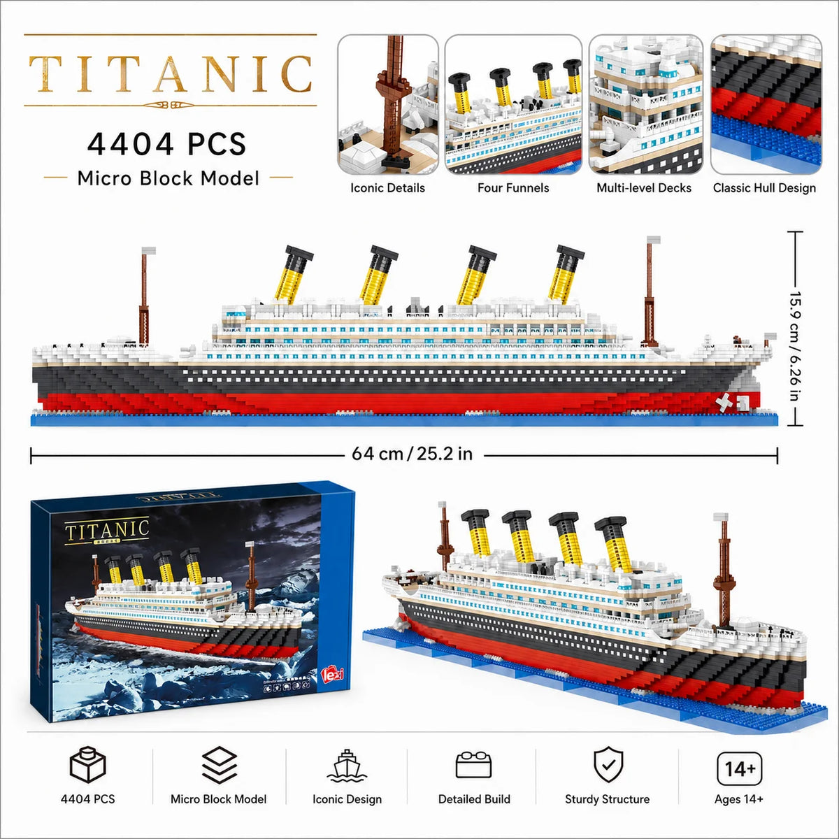 4404PCS Titanic Building Blocks Cruise Ship Mini Assemble Bricks Model Toys Kits Desktop Decoration Ornaments Gifts For Adults