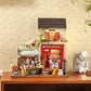 Rolife Wooden 3D Puzzle DIY Miniature House Kit Vienna Bookstore & Aromatic Coffee Cart Model Building Kit with LED Light for Home Decor Gift for Adults Teens