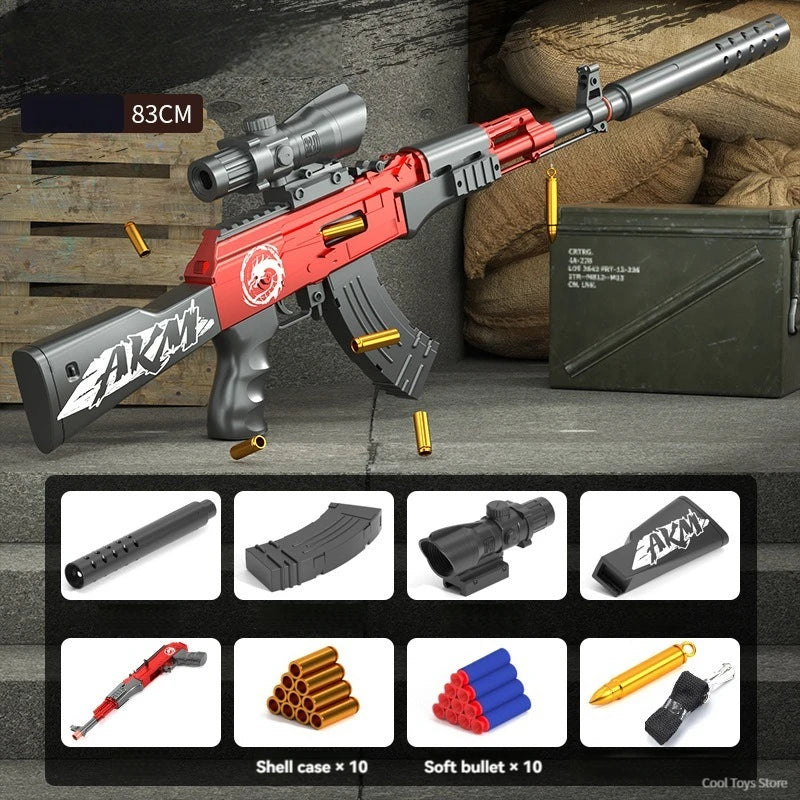AK47 Soft Bullet Shell Ejecting Manual Toy Guns Rifle Sniper Airsoft Weapons Launcher Shooting Toys for Boys Adults CS Fighting