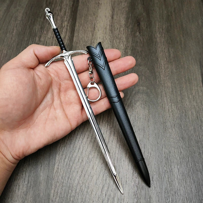 22cm Elves Anduril Middle-earth Weapon Glamdring Aragorn Narthil Sword Metal Katana Samurai Sword Keychain Ornaments Gifts Toys