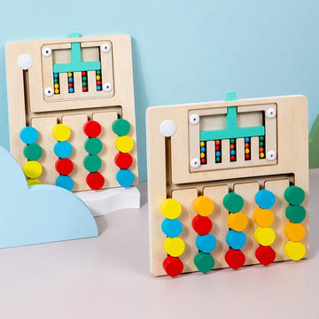 Montessori Wooden Color Matching Puzzles, Logic Game,Thinking Training Enlightenment Hand-eye Coordination Early Educational Toy