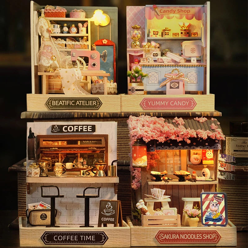 Mini Miniature Dollhouse DIY Small House Kit Making Room Toys Home Bedroom Decorations With Furniture Wooden Craft Doll Houses