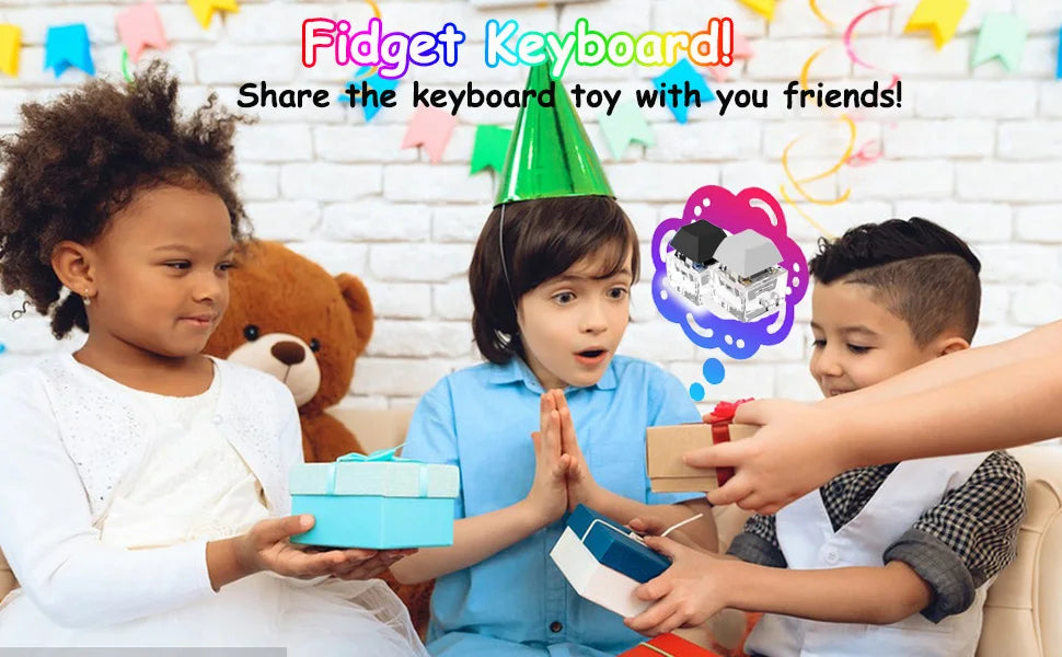 Keyboard Fidget Toys, Keyboard Fidget Keychain Decompression Toys Keyjcap Clicker Fidget Toy Stress Relief Fingertip Gadget