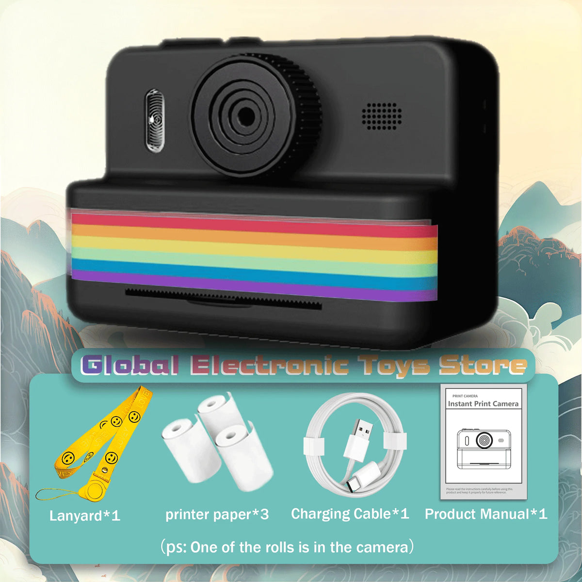 2.8 Inch HD Digital Video Camera for Kids - Large Screen Instant Print Toy Camera Outdoor Zero Ink Portable Print Camera