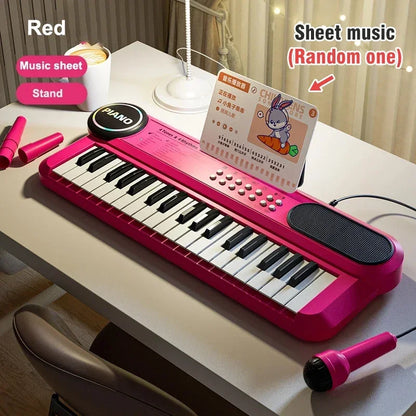 Electric Piano Toy Musical Games 37 Keyboard with Microphone Singing Songs Development Educational Toy Children toddler gifts