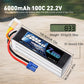 Zeee 6S 6000mAh Lipo Battery 22.2V 100C Softcase with EC5 Plug Lipo Battery for RC Car RC Airplane RC Helicopter RC Model Parts