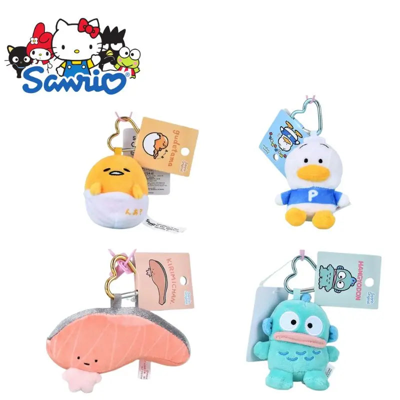 Kawaii Sanrios Gudetama Sam Gudetama Ahiru no Pekkle Plush Doll Keychain Hangyodon keyring My Melody Stuffed Backpack Pendant