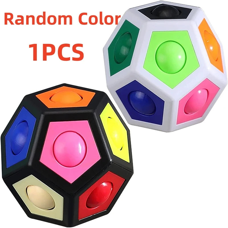 Magic Polygon Cube Rainbow Color Ball Antistress Fidget Toy Kids Puzzle Fingertip Game Speedcube Educational Toy for Children