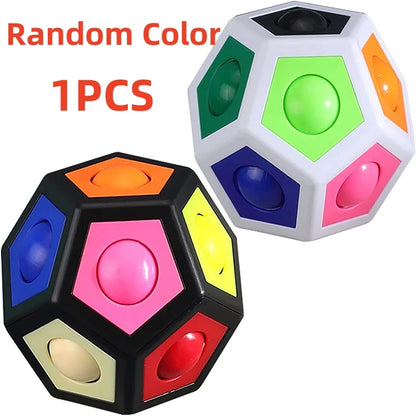 Magic Polygon Cube Rainbow Color Ball Antistress Fidget Toy Kids Puzzle Fingertip Game Speedcube Educational Toy for Children