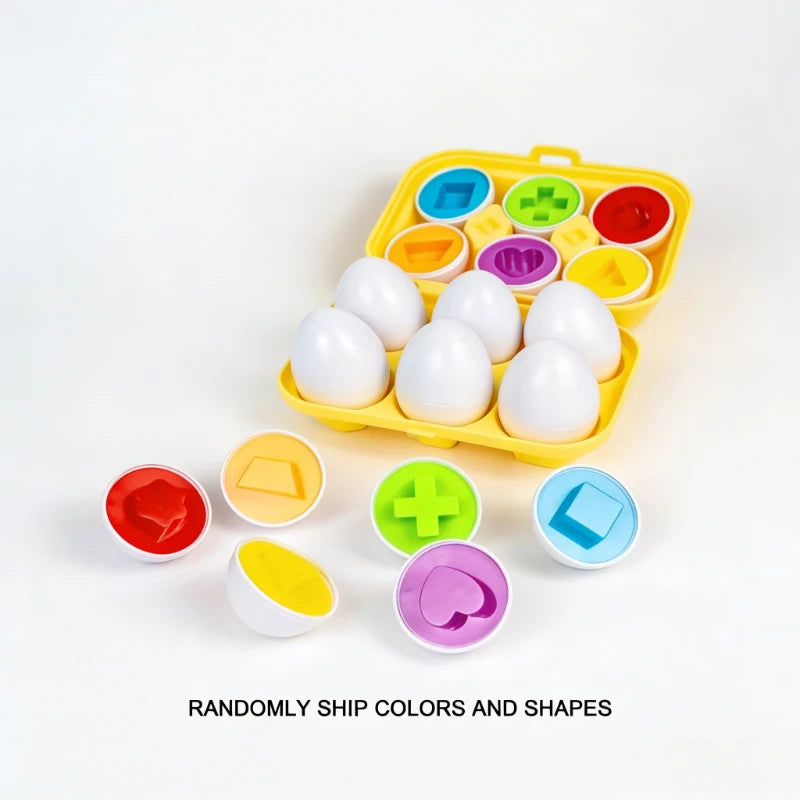 6/12pcs Color and Shape Matching Toys, Simulated Egg Shapes with Storage Box - Geometric Shape & Color Learning Toy Set for Kids