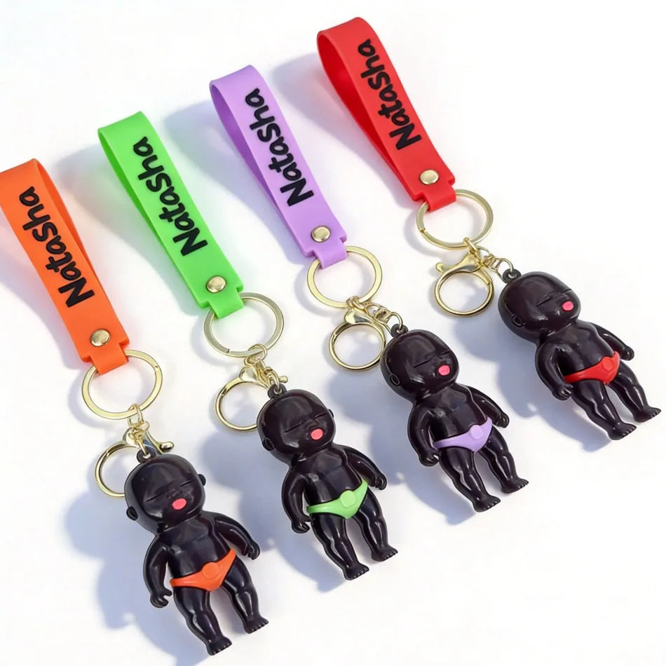 2026 Natasha UV Sensing Color Changing Keychain, Cute Ugly Black Doll Mini Pendant, Stress Relief Funny Novelty Gift