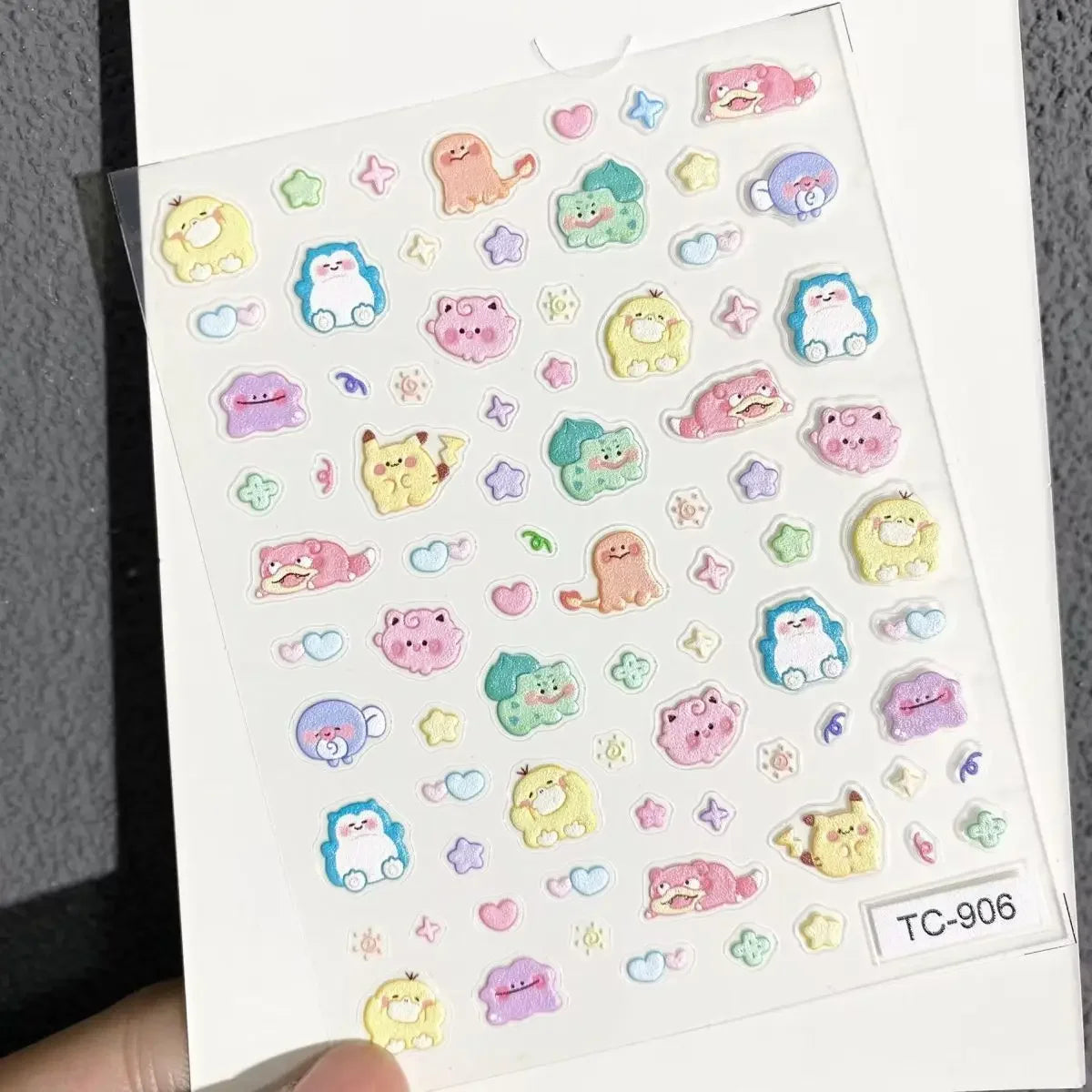 Pokemon Pikachu Nail Stickers 5D Embossed Nail Art Stickers Water Cup Phone Case DIY Deco Birthday kids Gift