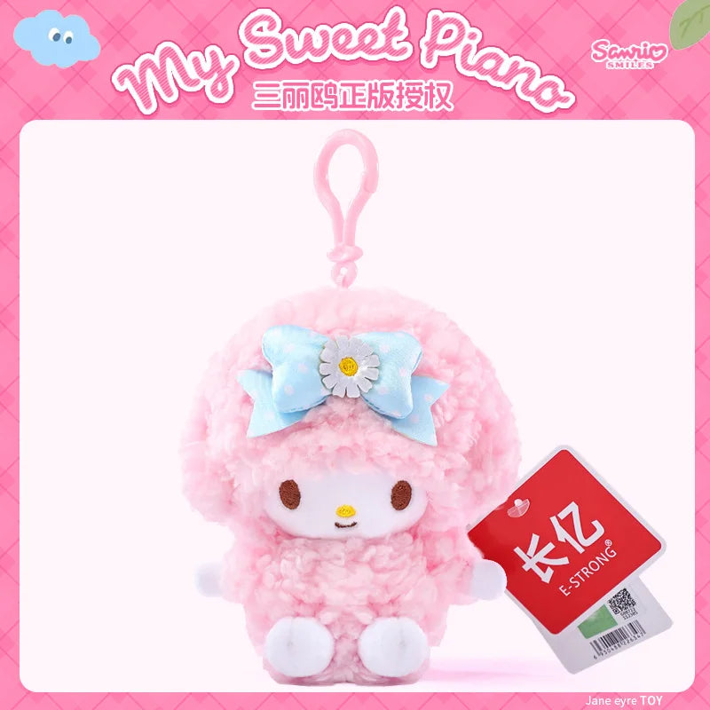 Genuine Sanrio Anime Kawaii Piano Keychain Stuffed Plush Toys Lamb Doll Pendant Pillow Ornaments Keyring Birthday Christmas Gift