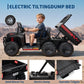 24V 4WD All-Terrain Kids Ride On Dump Truck Parental Remote Control 3 Speeds 2-Seater Off-Road Toy Car For Boys Girls