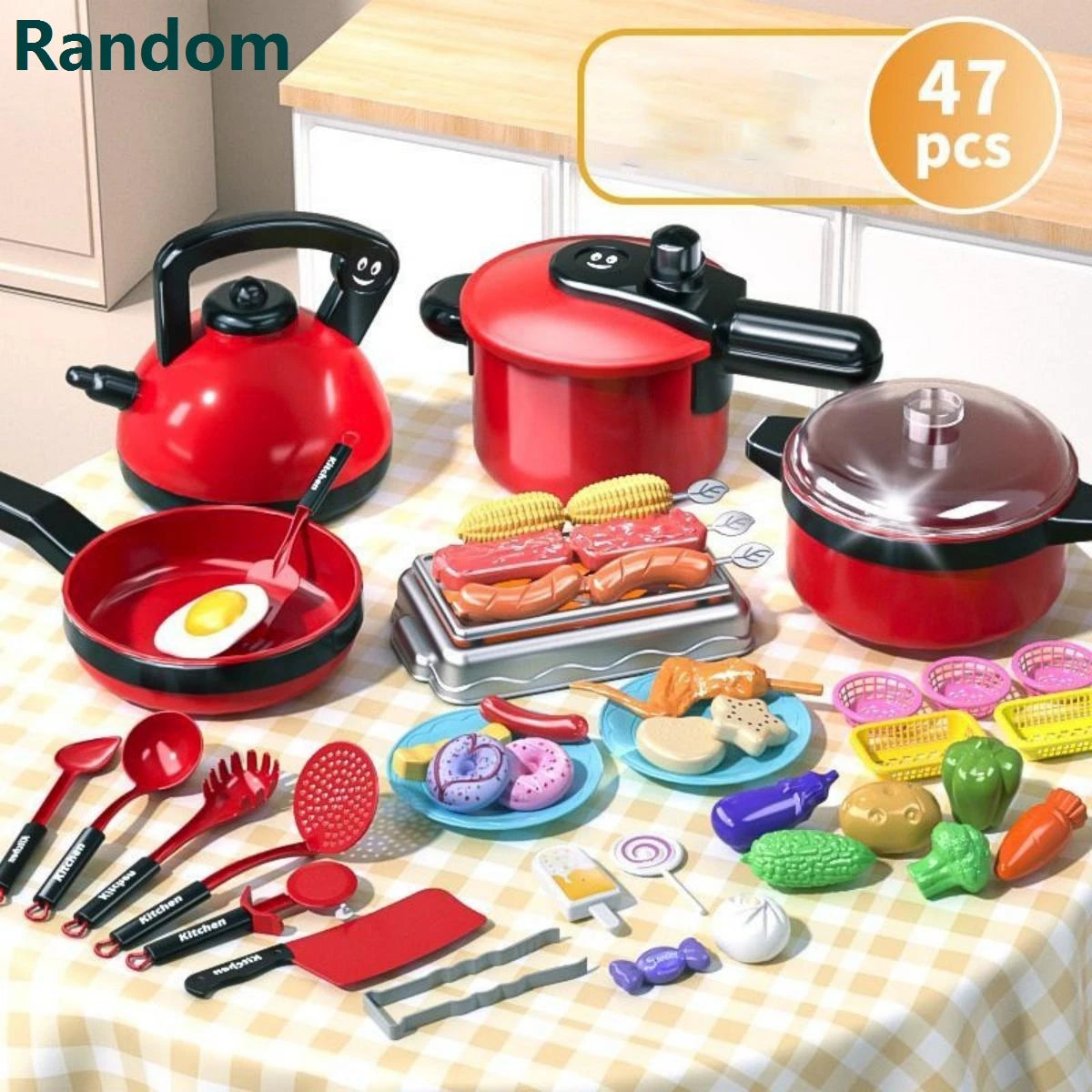 Children's Simulated High-Simulation Details Cooking Toys, Home School Use Chef Pretend Play Set Suitable for 3 4 5 Years Old Bo