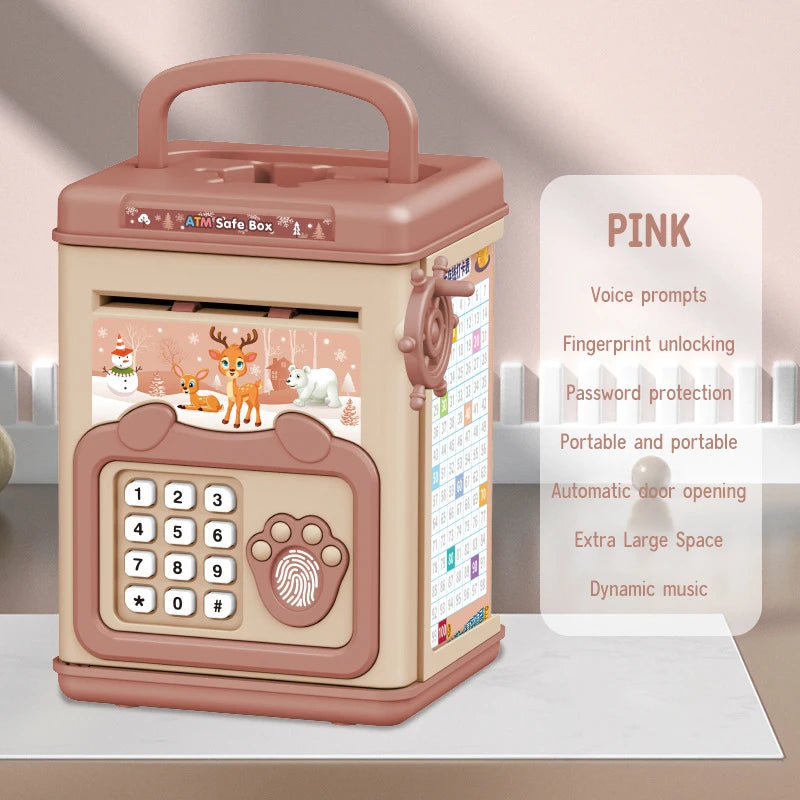 NEW Cartoon ATM Cash Saving Box Money Bank Toy For Kids Electronic Large Money Box Savings Password Digital Fingerprint Unlock