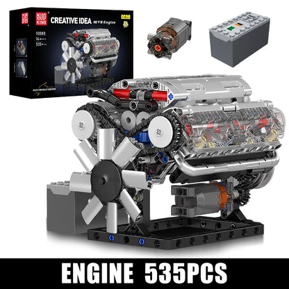 Mould King 10088 The V8 Engine Building Block Assembly Technical Car Brick Set Educational Car Engine Toys Kids Christmas Gift