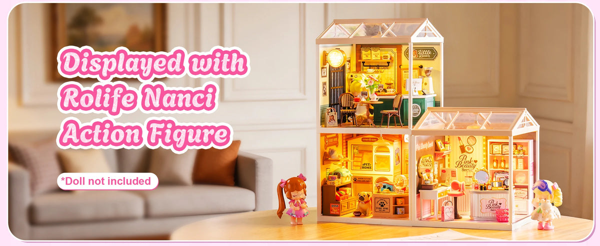 Rolife Super Creator Serious DIY Miniature House Kit Mini Dollhouse Model Building Kit with LED Light Home Decor(DW026/27/28)