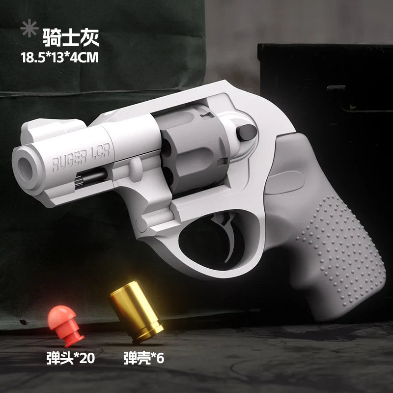 LCR-38 mechanical continuous firing revolver soft bullet gun can fire toy gun,  handgun model, one push ejection shell
