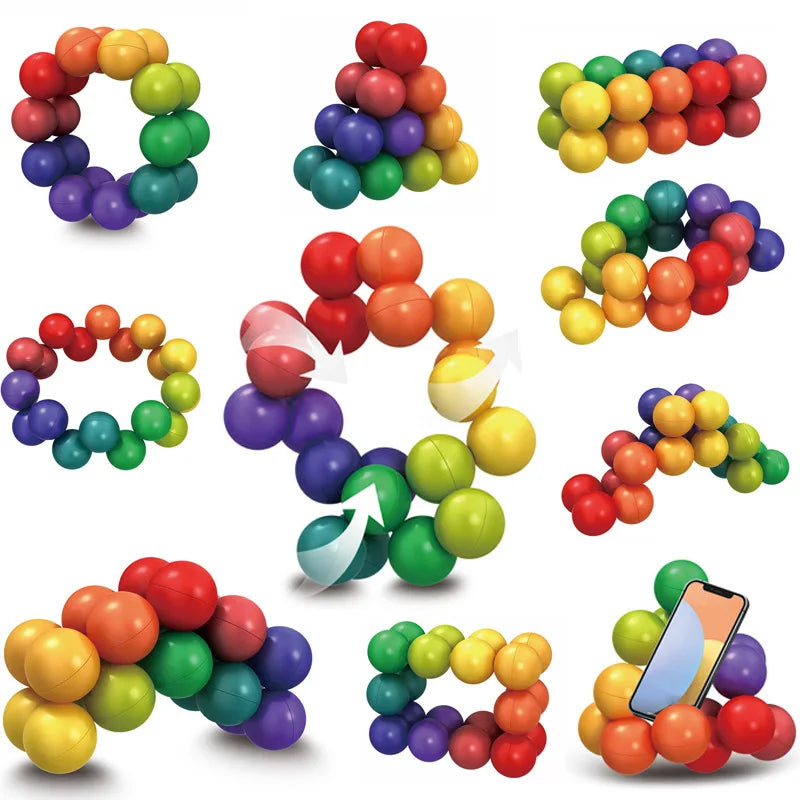 DIY Sensory Fidget Toys 3D Rotating Educational Balls For Stress Anxiety Relief Creative Activities Desk Toy Travel Airplane Toy