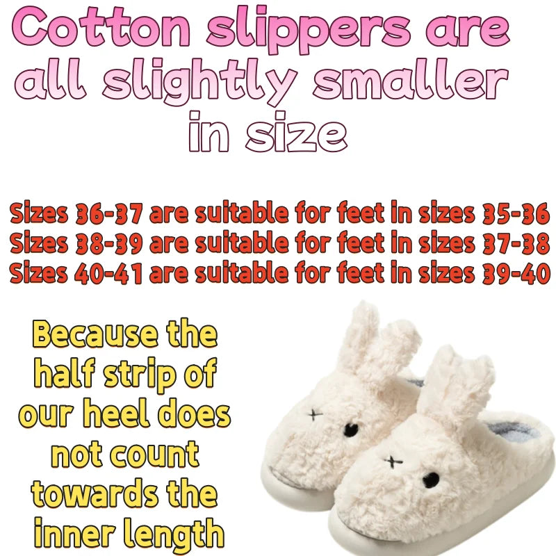 Anime Miffy Plush Cotton Slippers Kawaii Cartoon Winter Home Wearing Outside Non Slip Thick Sole Keep Warm Cute Slippers Gifts