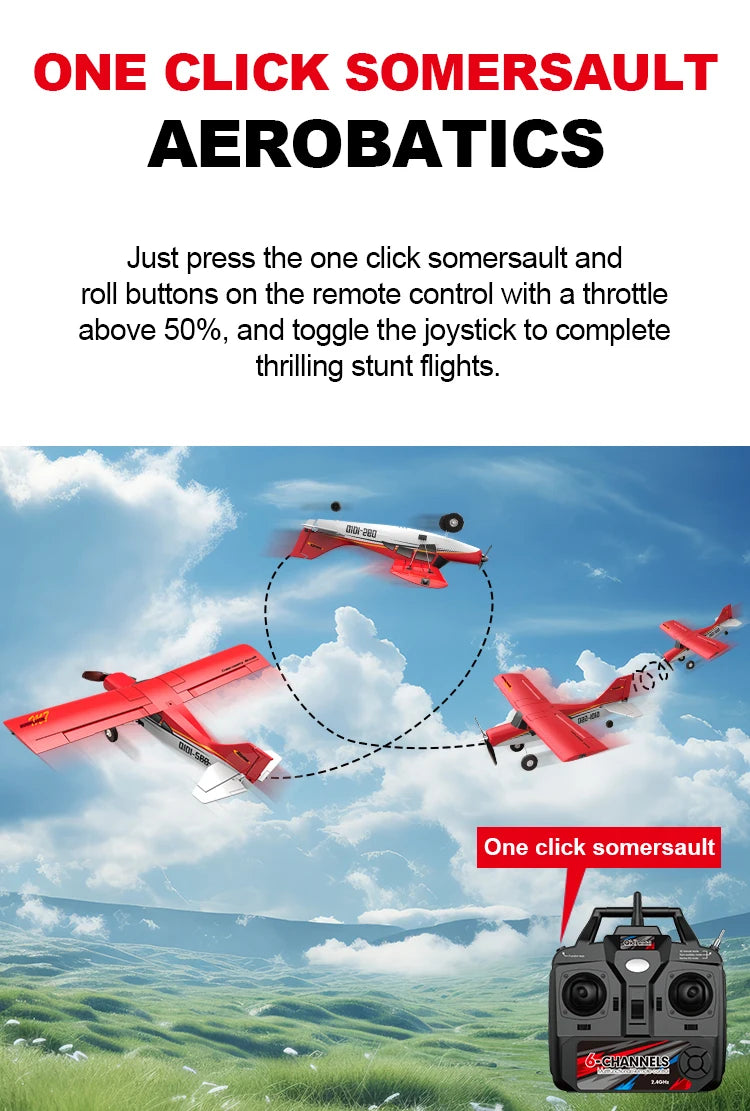 4CH Brushless RC Glider M7 Moore Off-road Aircraft Plane EPP Foam Remote Control Airplane with LED Light Model Toys