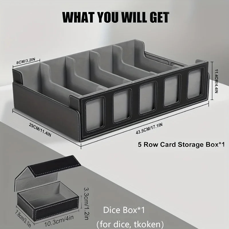 Trading Card Storage Box 5-Row 3900+ Capacity,TCG MTG Card Case with Magnetic Lid & Commander Display,Top Loader Storage for Sports Cards