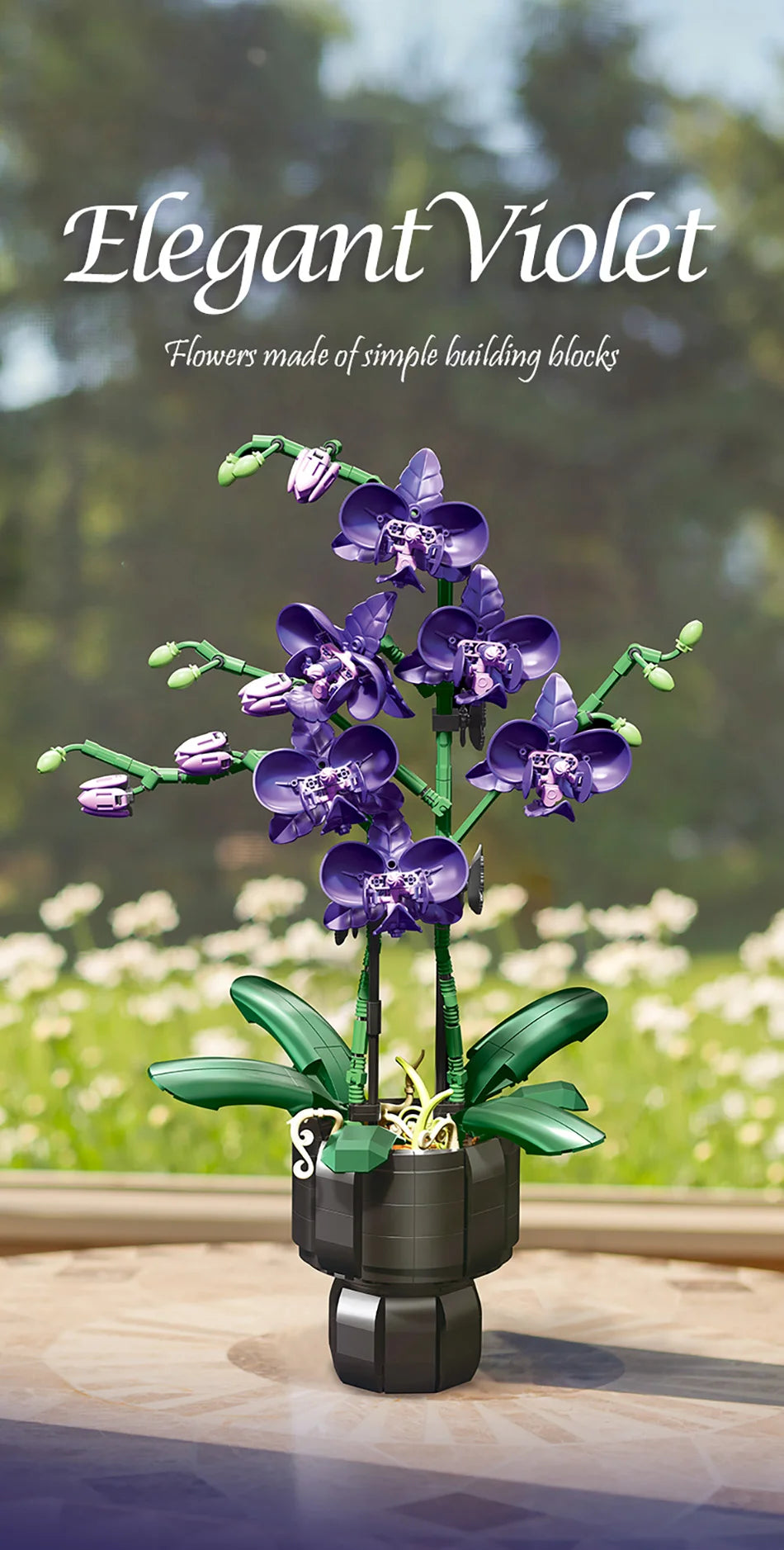 Creative Orchid Cymbidium Eternal Flowers Potted Plant Building Blocks Simulation Phalaenopsis DIY Bricks Toys Valentine's Gift